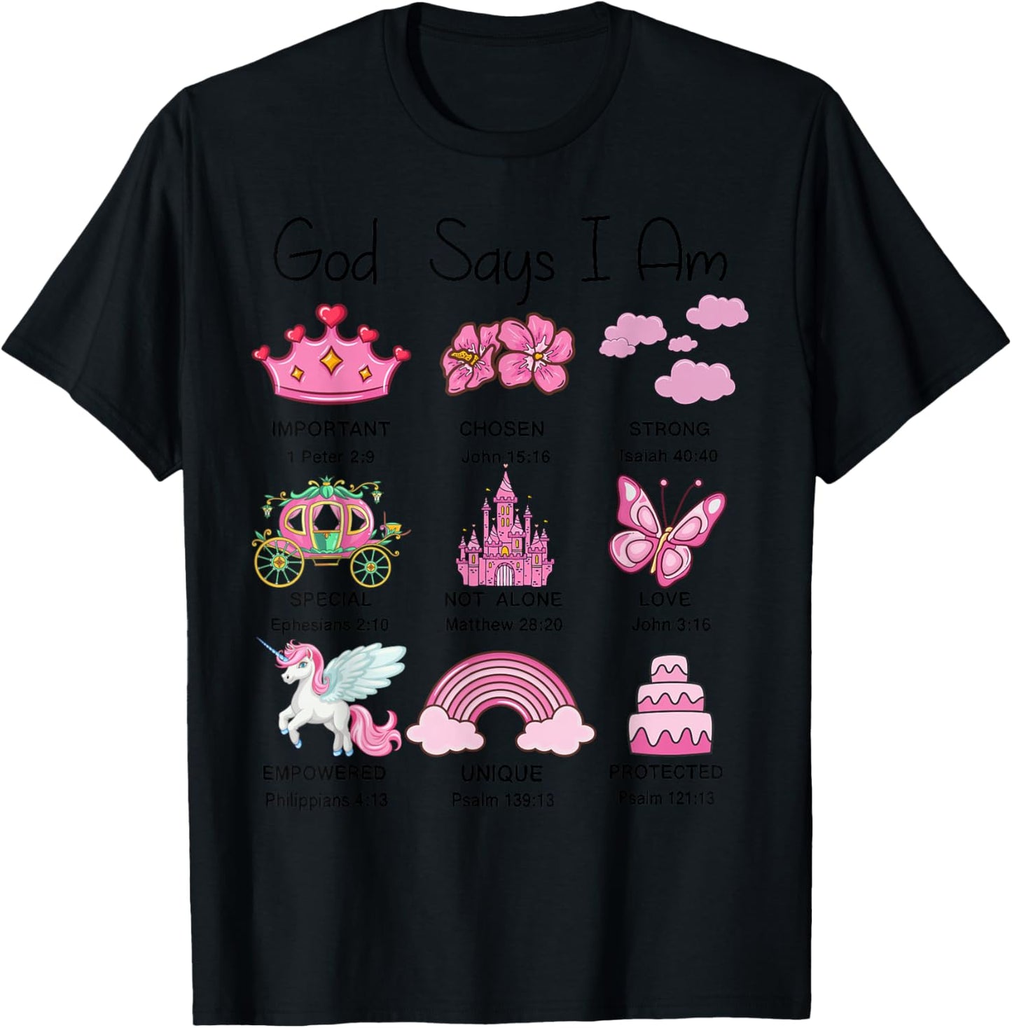 Christian Girl Toddler God Say Am Princess Bible Verse Jesus T-Shirt - T-Shirt | Black