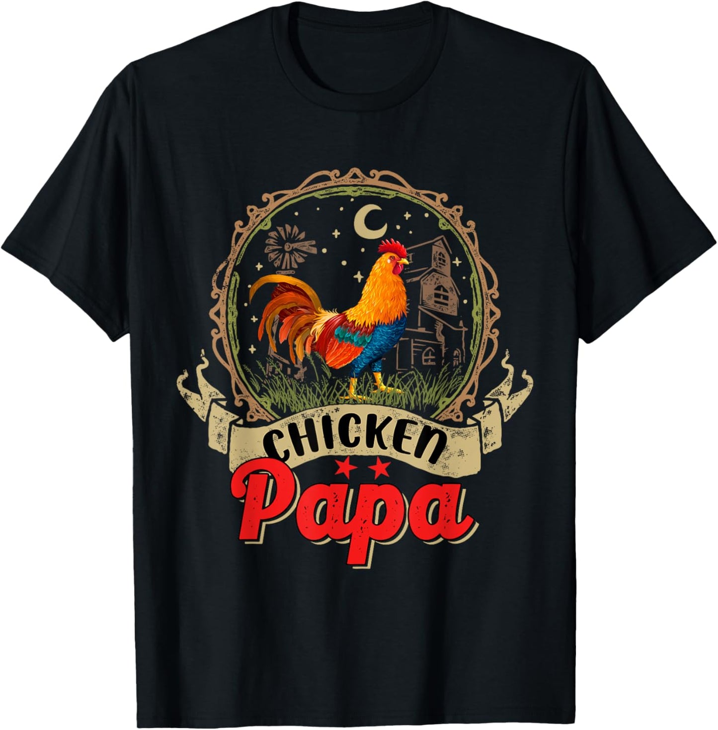 Vintage Chicken Papa Costume Chicken Lover Farmer Family T-Shirt - T-Shirt | Black