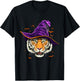 Tiger Witch Hat Funny Halloween Tiger Lover Whisperer T-Shirt - T-Shirt | Black
