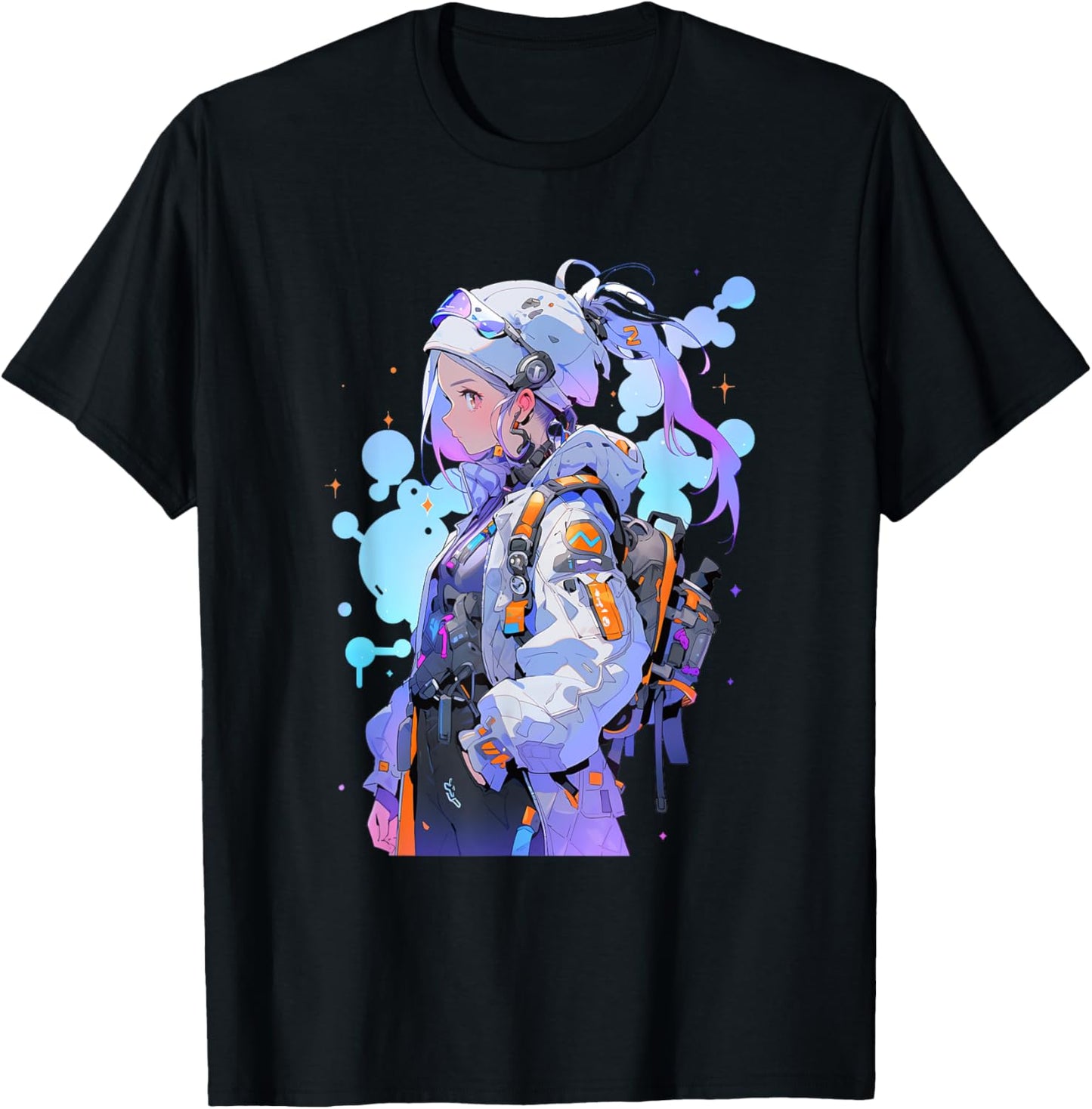 Anime Girl Anime Otaku Japanese Aesthetic | Cyberpunk T-Shirt - T-Shirt | Black