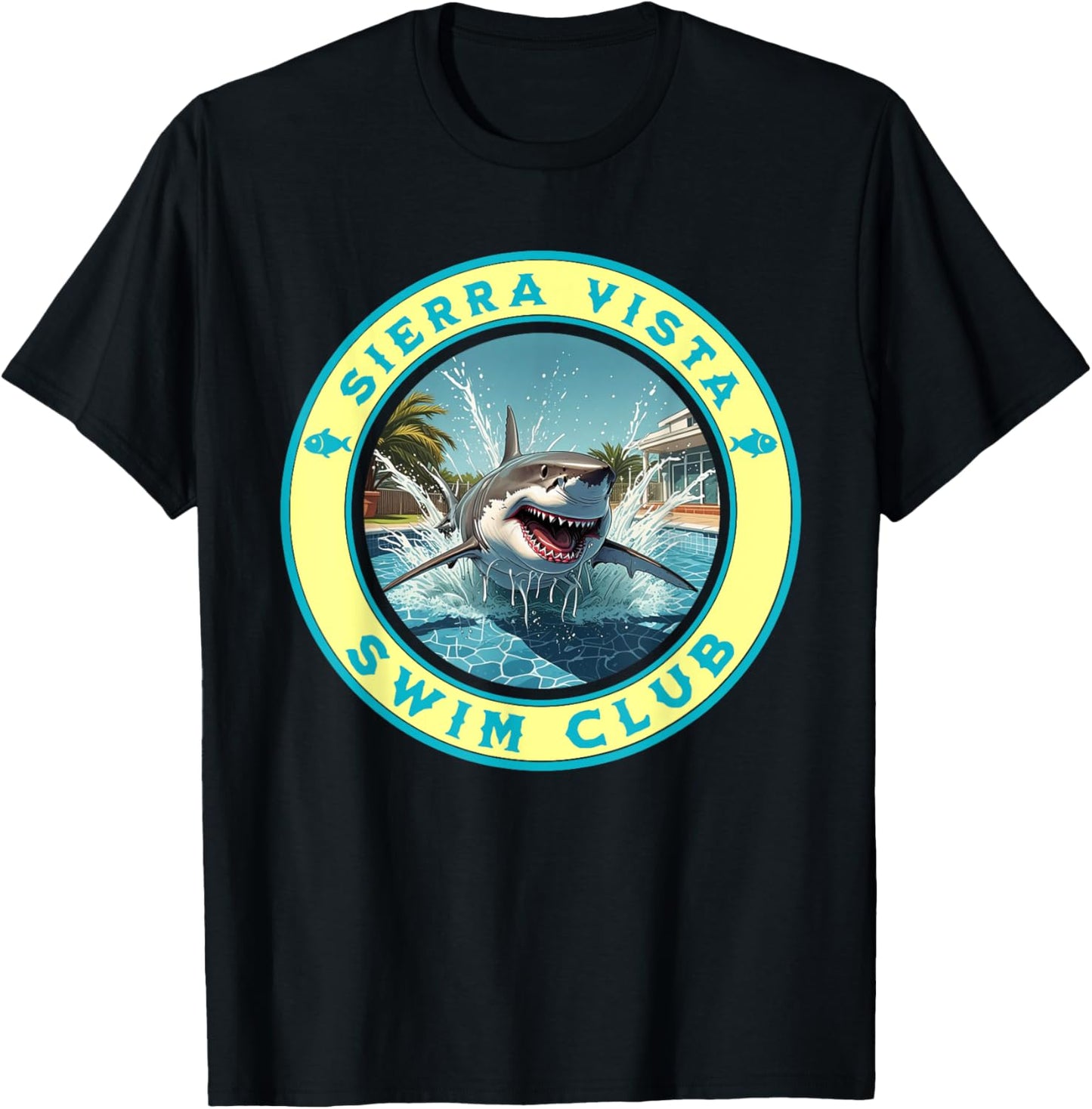 Pool Party Sierra Vista AZ Shark Theme Swimming Souvenir T-Shirt - T-Shirt | Black