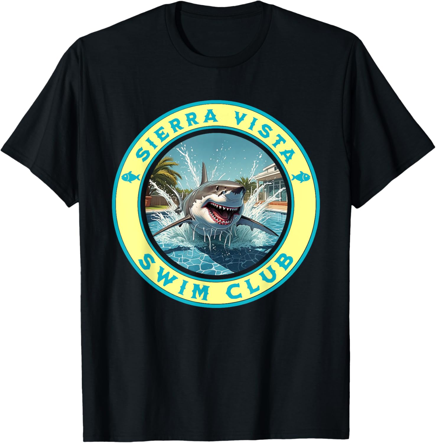 Pool Party Sierra Vista AZ Shark Theme Swimming Souvenir T-Shirt - T-Shirt | Black
