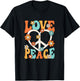 Love Peace Sign 60s 70s Outfit Hippie Groovy Women Girls T-Shirt - T-Shirt | Black