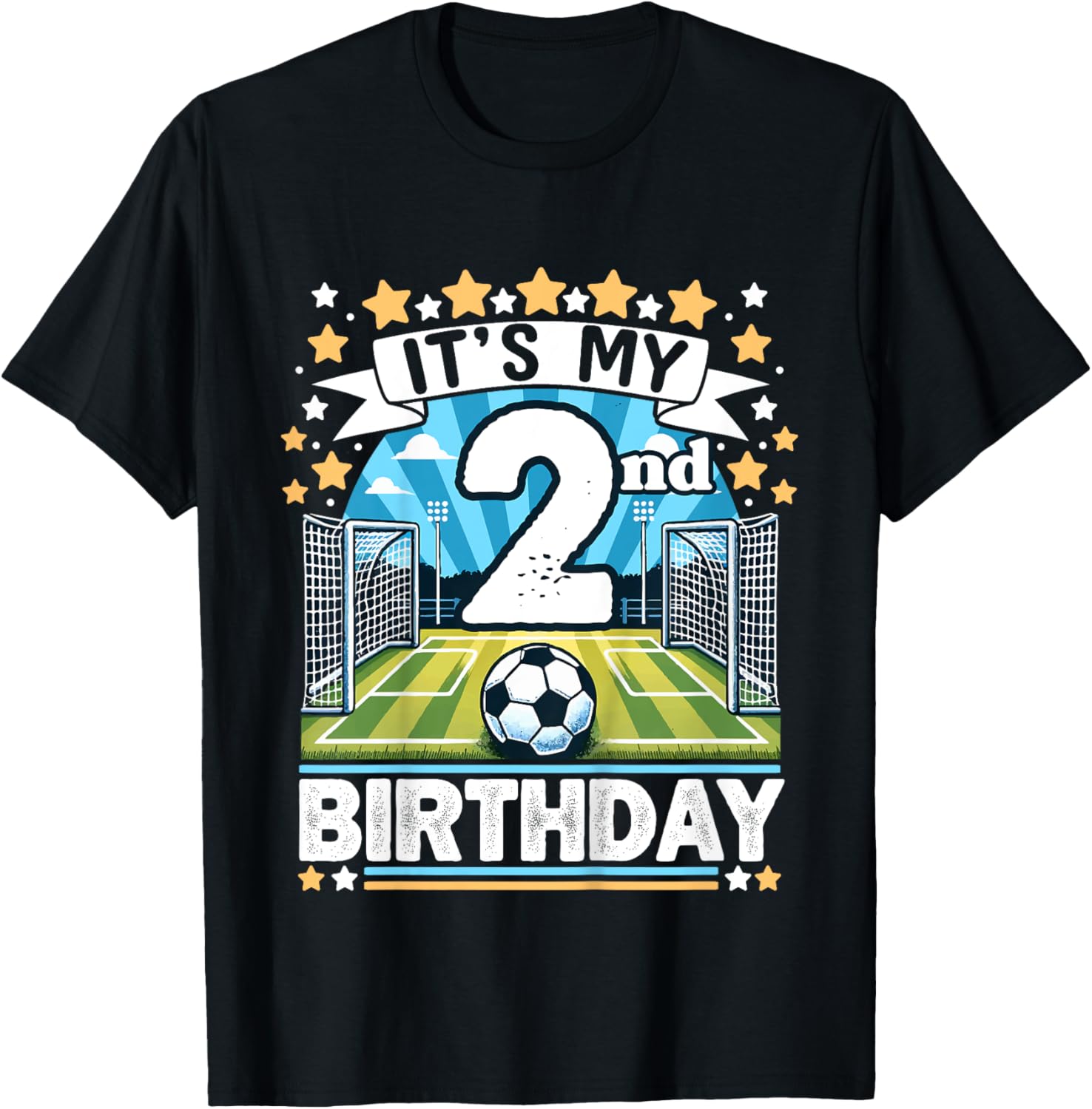 Kids It's My 2nd Birthday Soccer Football 2 Years Old Boy Player T-Shirt - T-Shirt | Black