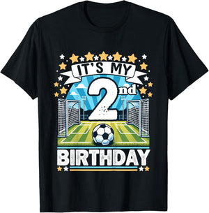 Kids It's My 2nd Birthday Soccer Football 2 Years Old Boy Player T-Shirt - T-Shirt | Black