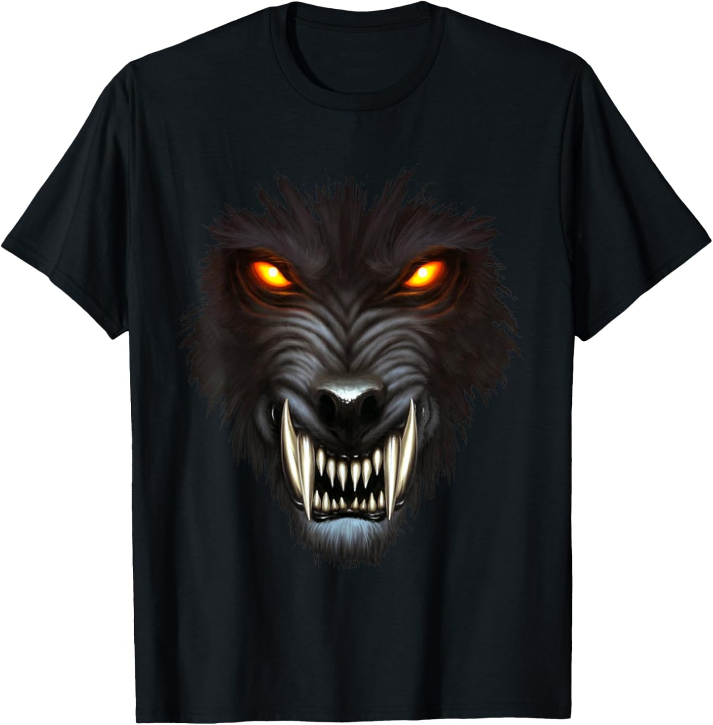 Werewolf Face Full Moon Scary Wolf Spooky Halloween Monster T-Shirt - T-Shirt | Black