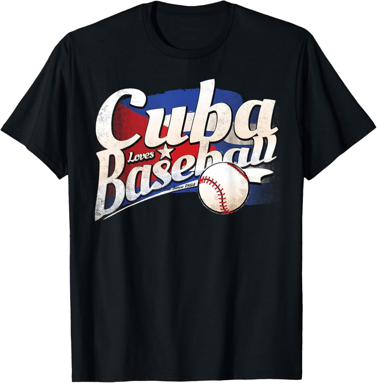 Cuba Baseball Shirt Cuban Flag Patriotic T-Shirt - T-Shirt | Black