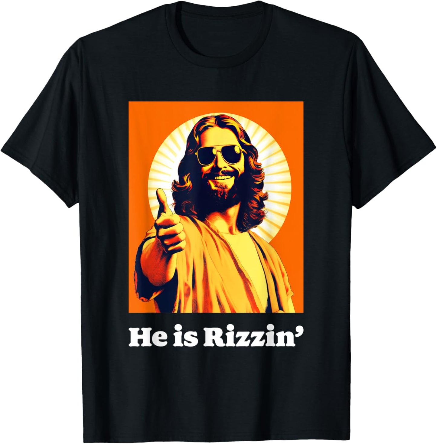 He Is Risen Cool Jesus Rizzin Funny Easter T-Shirt - T-Shirt | Black