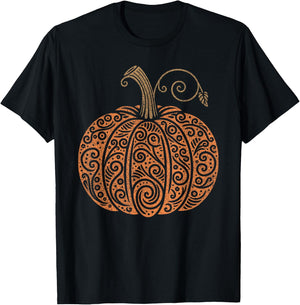 Vintage Pumpkin Women's Autumn Fall Thanksgiving Halloween T-Shirt - T-Shirt | Black