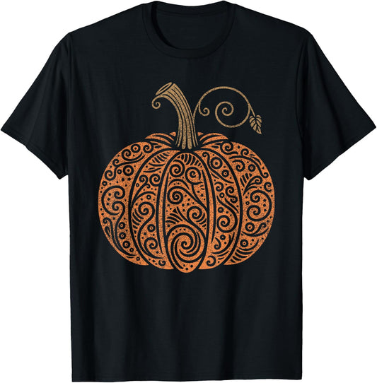 Vintage Pumpkin Women's Autumn Fall Thanksgiving Halloween T-Shirt - T-Shirt | Black