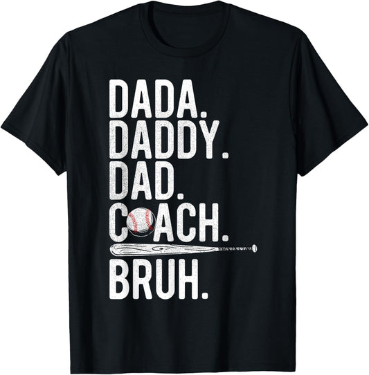 Vintage Baseball Coach Dad Fathers Day Funny Family Humor T-Shirt - T-Shirt | Black