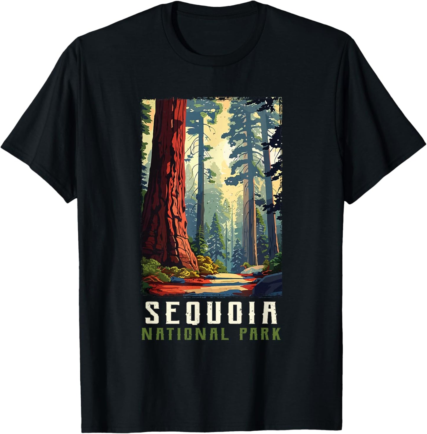 Retro Vintage Sequoia National Park for kids Hiking Camping T-Shirt - T-Shirt | Black