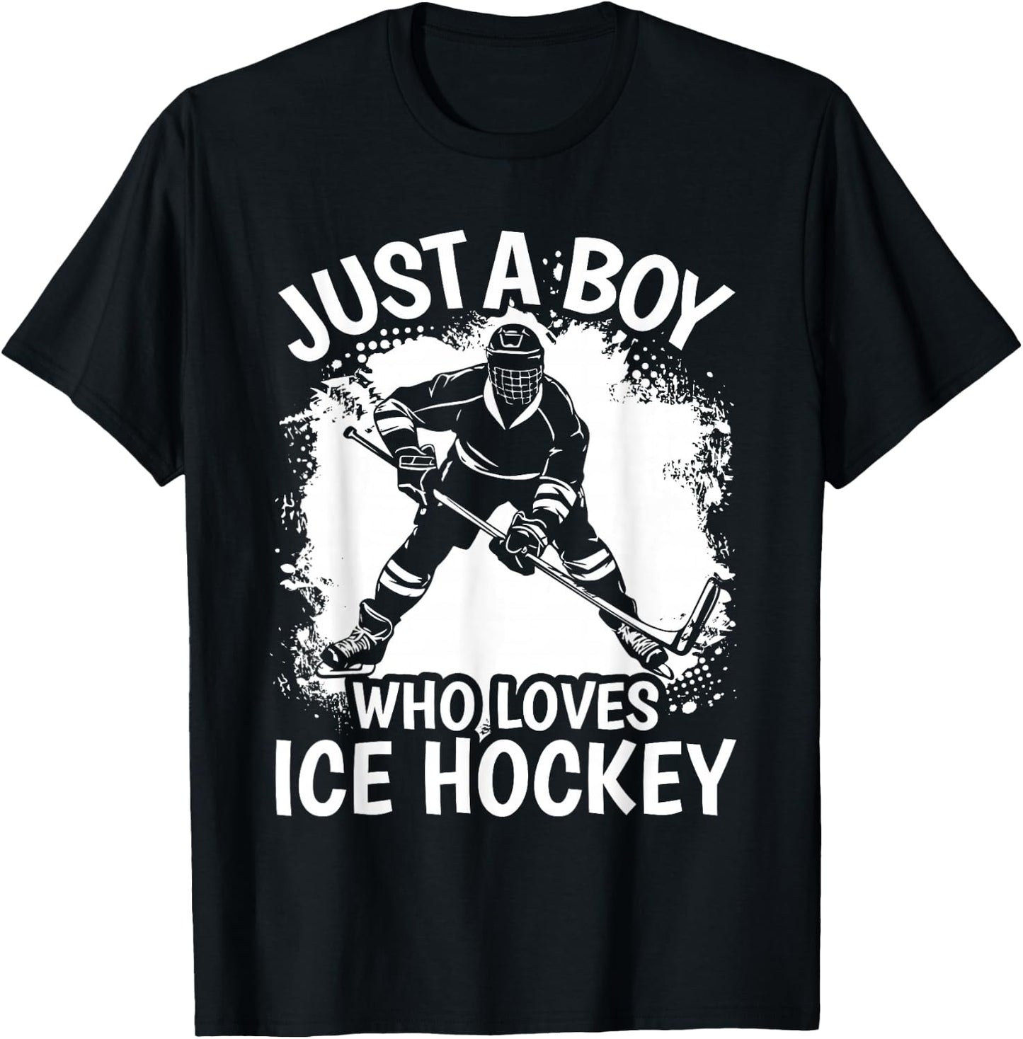 Just A Boy Who Loves Ice Hockey Vintage Boys Kids T-Shirt - T-Shirt | Black
