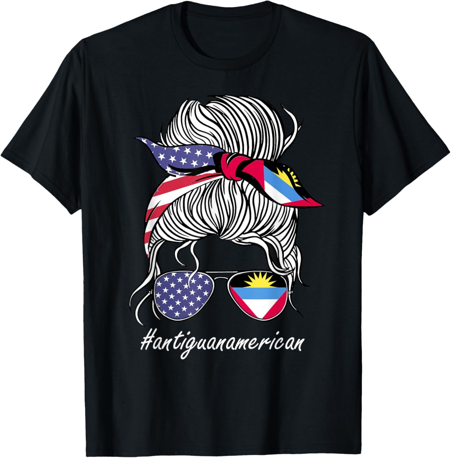 Antigua & Barbuda Heritage American Women Girl Anigua Flag T-Shirt - T-Shirt | Black