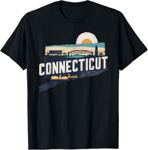 Connecticut State of Connecticut Retro Connecticut T-Shirt - T-Shirt | Black
