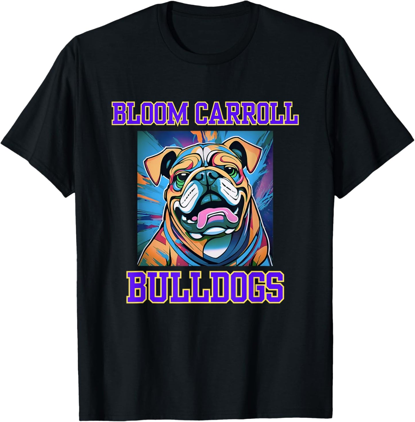 Cool Bloom Carroll Bulldogs Pop Art Graffiti T-Shirt - T-Shirt | Black