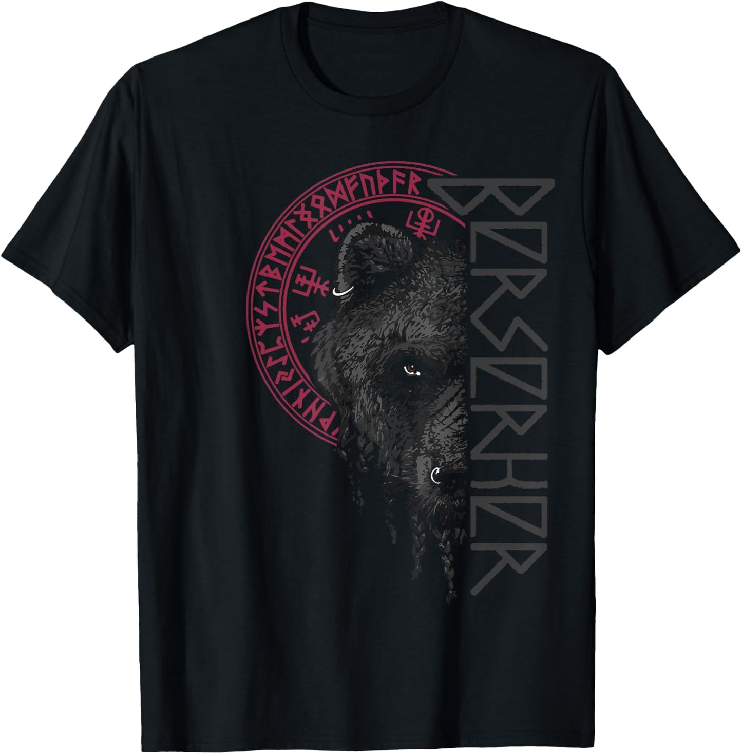 Berserk Bear Warrior Odin Runes Norse Compass Viking T-Shirt - T-Shirt | Black