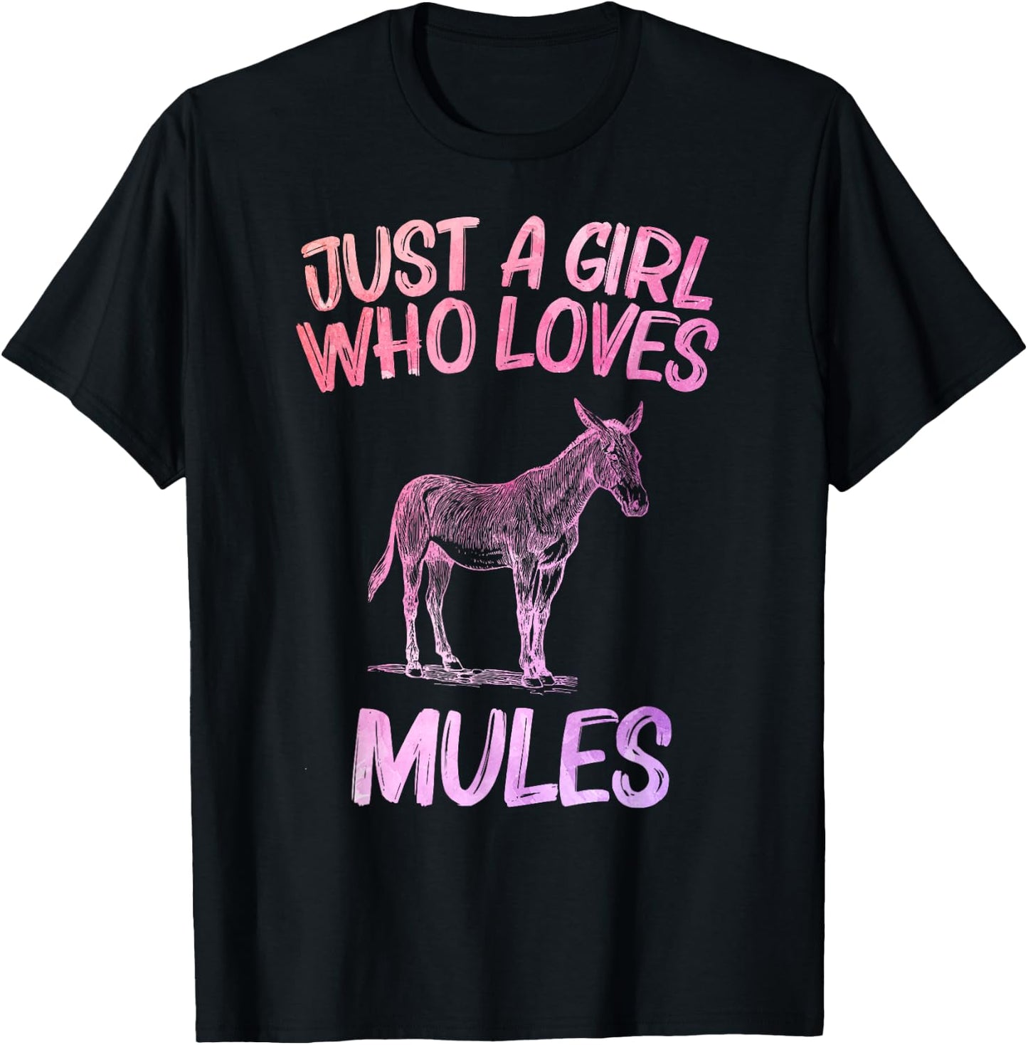 Just A Girl Who Loves Mules Gift Donkey Horse T-Shirt - T-Shirt | Black