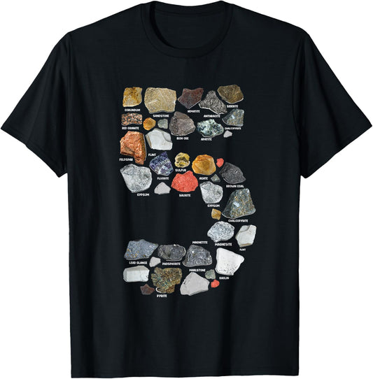 Geology 5 years Old Rock Collecting 5th Birthday T-Shirt - T-Shirt | Black