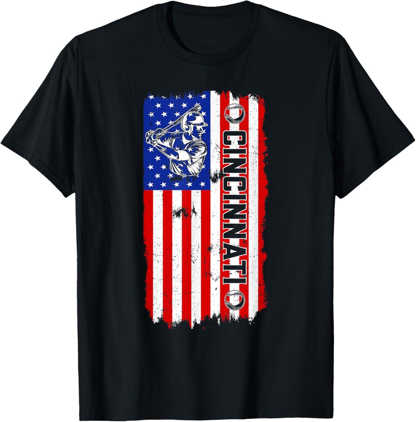 Vintage Style Cincinnati Baseball and Men T-Shirt - T-Shirt | Black