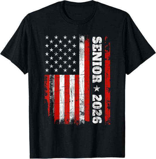 Graduation 2026 Shirt Design with US Flag Senior Class 2026 T-Shirt - T-Shirt | Black