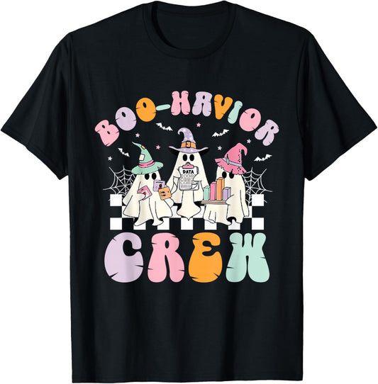 Retro Boo-Havior Crew Behavior Analyst Halloween RBT T-Shirt - T-Shirt | Black