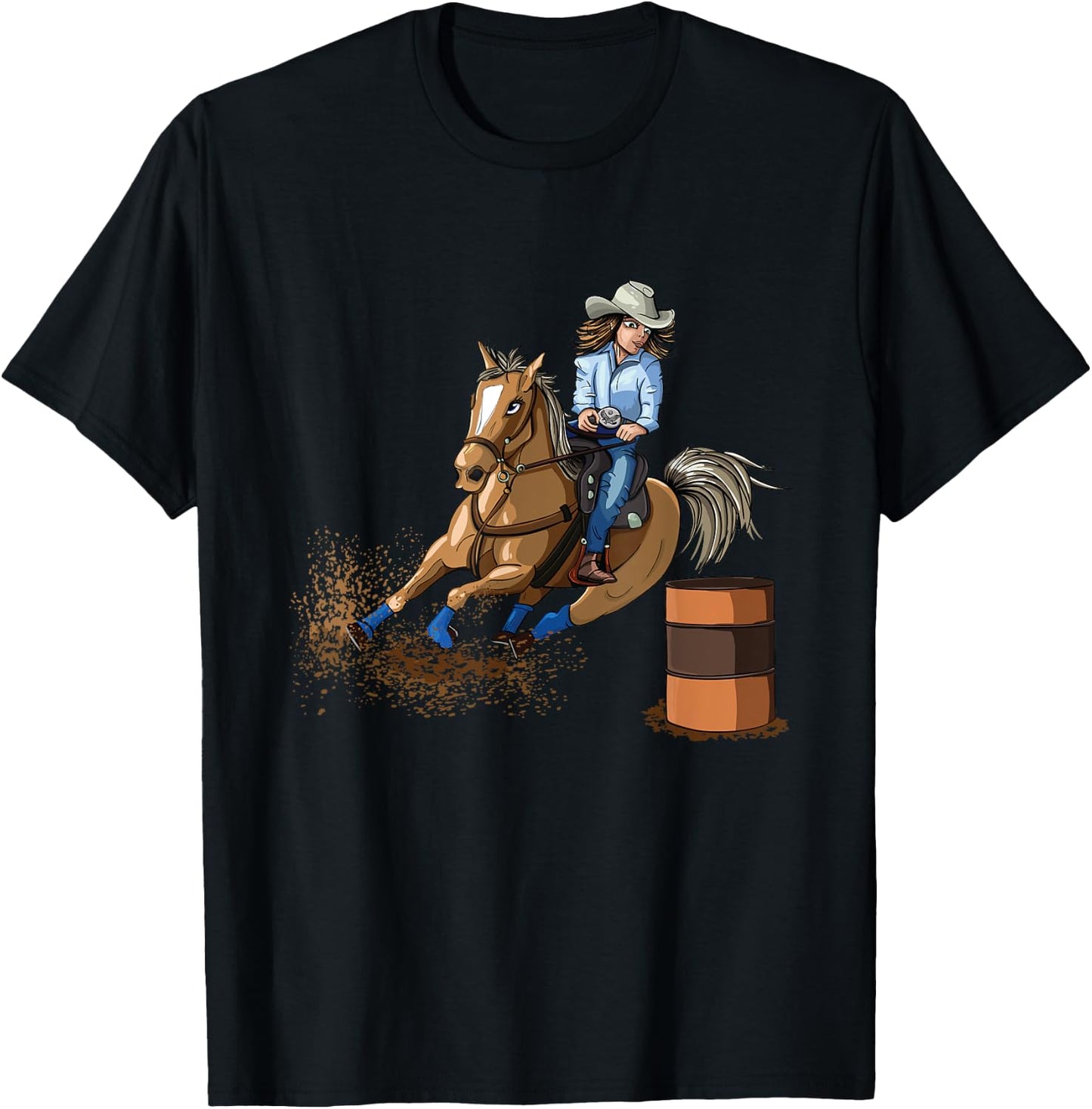Barrel Racing Horse Country Western Riding Girl Kid T-Shirt - T-Shirt | Black