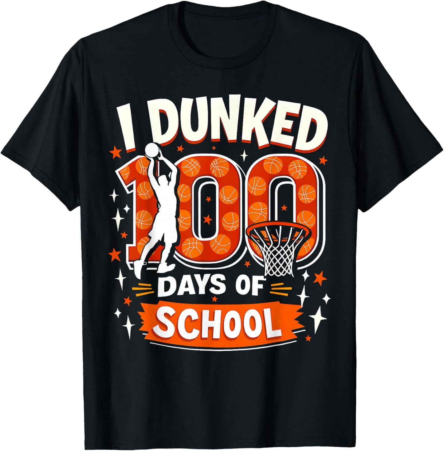 I Dunked 100 Days of School Boys Basketball 100th Day Kids T-Shirt - T-Shirt | Black