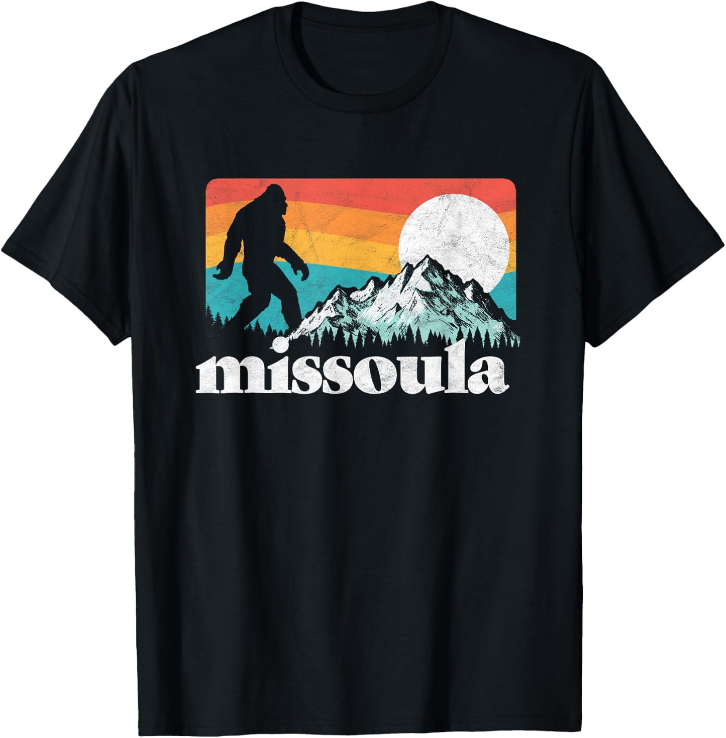 Missoula Montana Retro Bigfoot Mountains T-Shirt - T-Shirt | Black