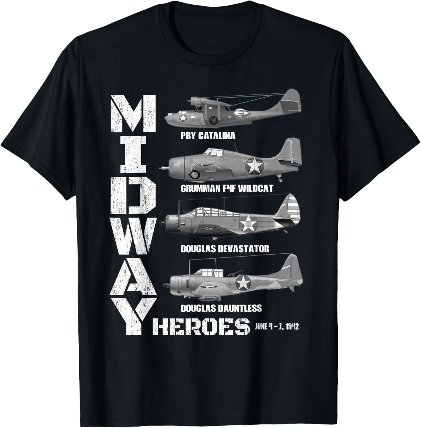 The Battle of Midway Plane Spotting American WW2 Planes T-Shirt - T-Shirt | Black