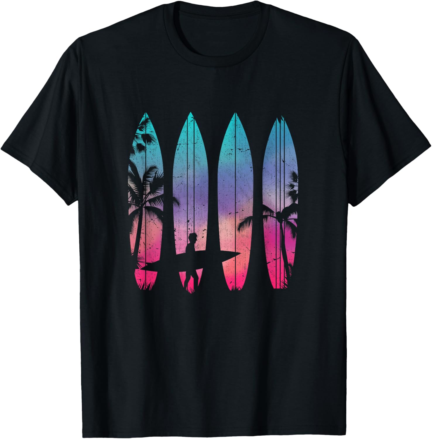 Tropical Beach Surf Surfboard Surfing Surfer Ocean Surfing T-Shirt - T-Shirt | Black