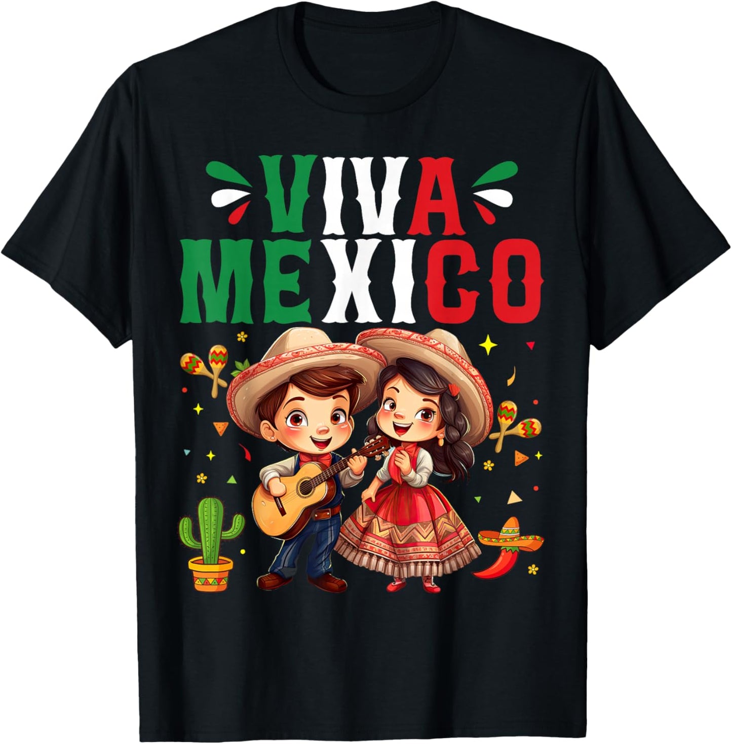 Viva Mexico Mexican Independence Day T-Shirt - T-Shirt | Black