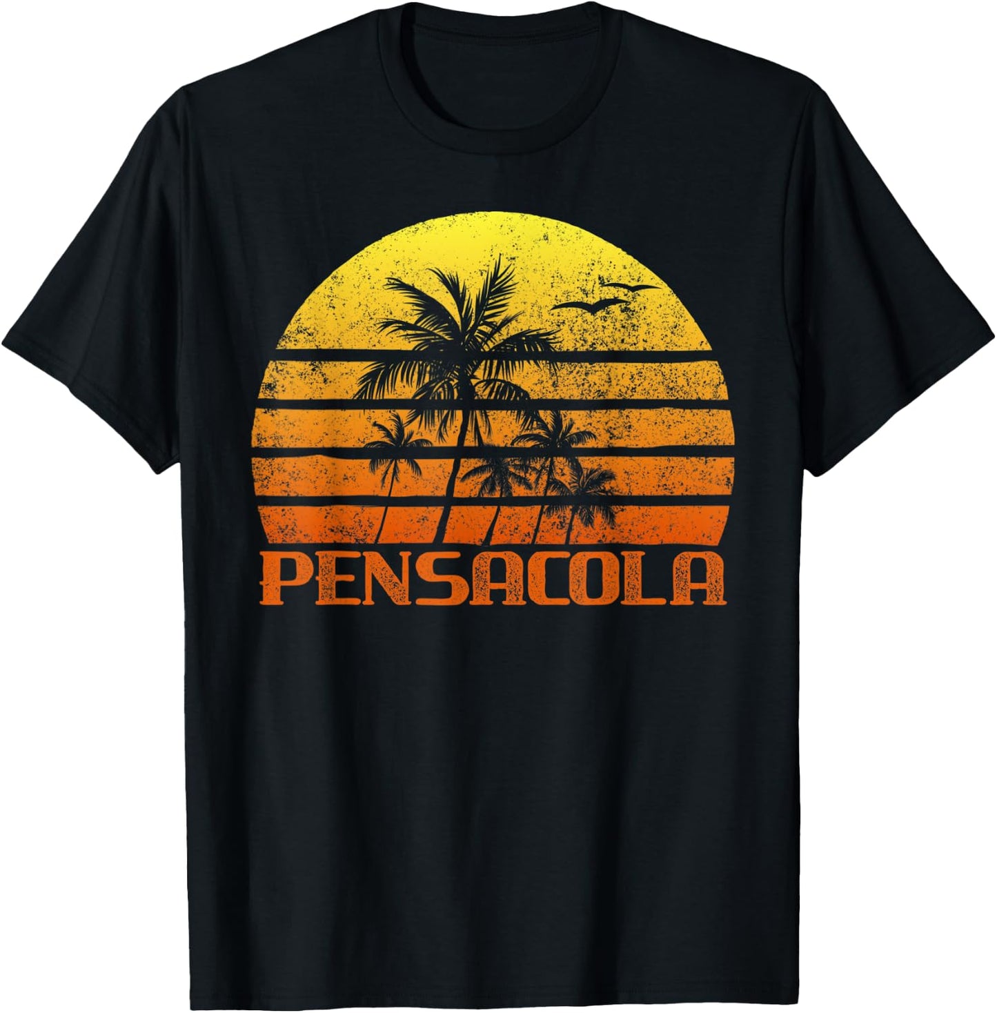 Vintage Retro Beach Vacation Pensacola FL Sunset Men Women T-Shirt - T-Shirt | Black