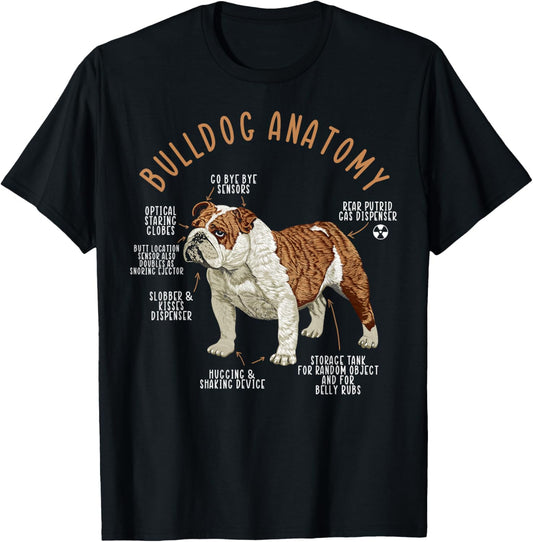 English Bulldog Anatomy Dog Biology Dog Lover T-Shirt - T-Shirt | Black