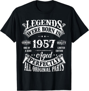 Vintage Legend Born In 1957 68th Birthday 68 Years Old T-Shirt - T-Shirt | Black