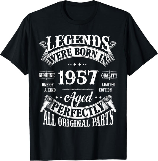 Vintage Legend Born In 1957 68th Birthday 68 Years Old T-Shirt - T-Shirt | Black