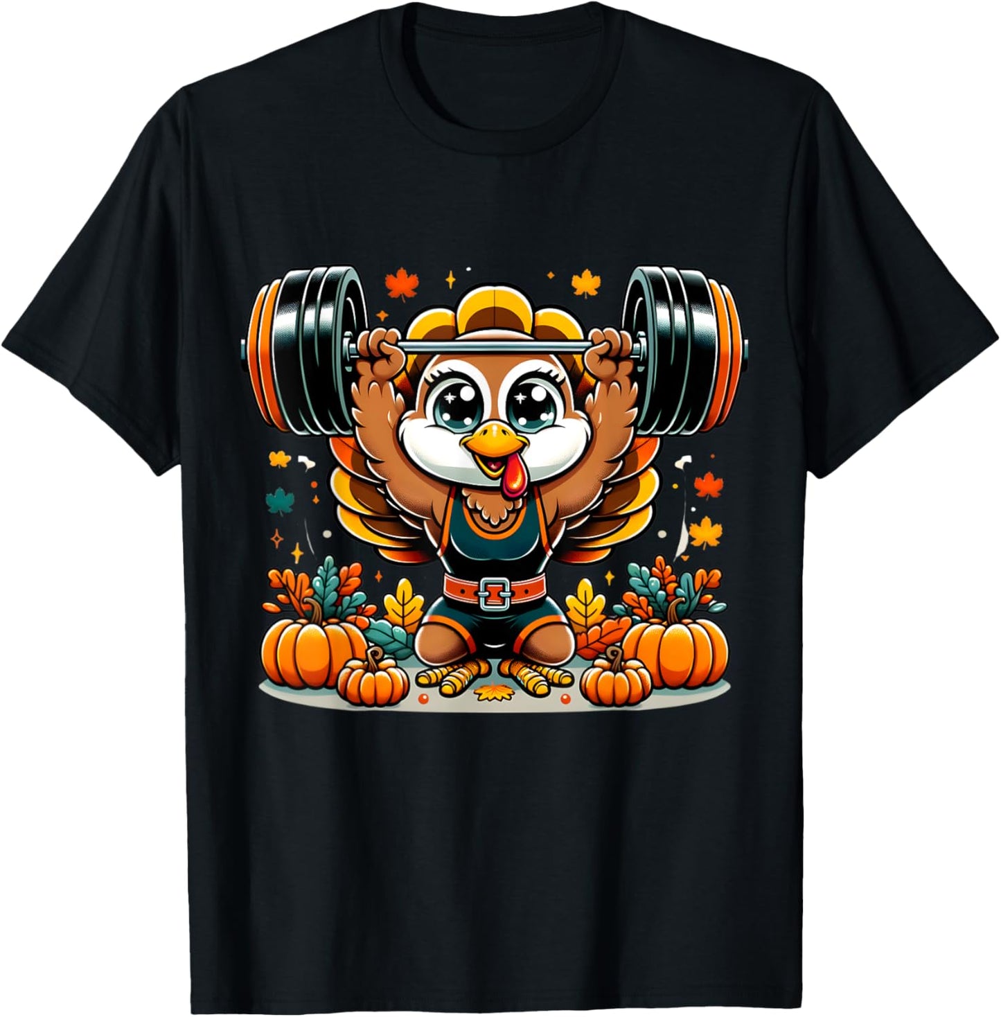 Weightlifting Turkey Thanksgiving Power Snatch Room For Pie T-Shirt - T-Shirt | Black