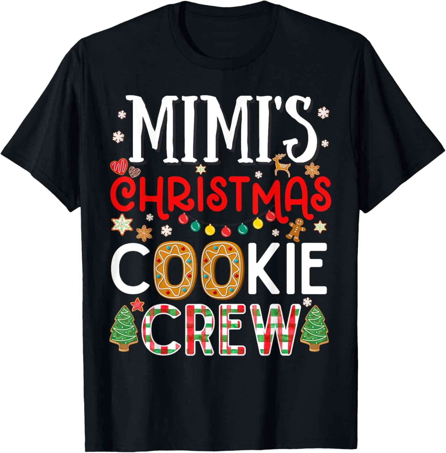Mimi's Christmas Cookie Crew Funny Family Baking Party Cute T-Shirt - T-Shirt | Black