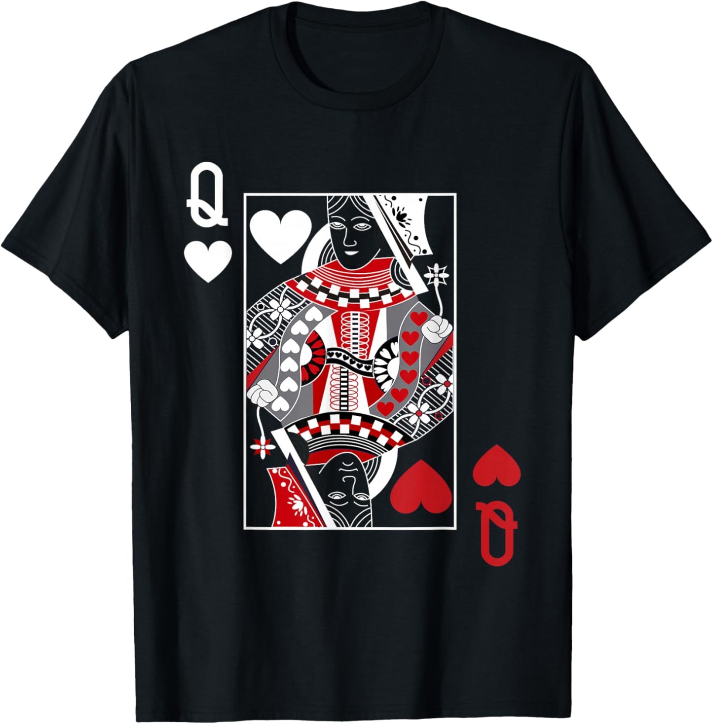 Queen of Hearts Deck of Cards Playing Cards Casino Poker T-Shirt - T-Shirt | Black