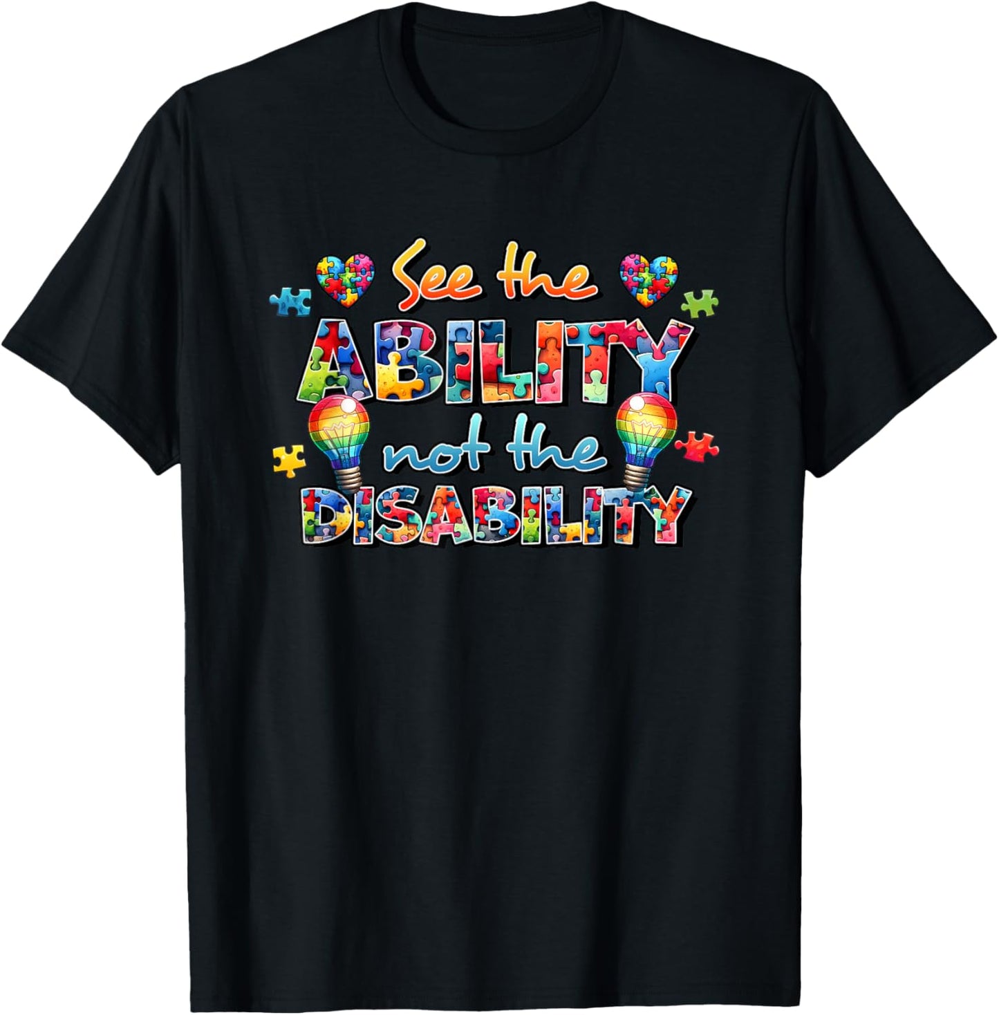 Autism Awareness Heart for Friends and Family T-Shirt - T-Shirt | Black