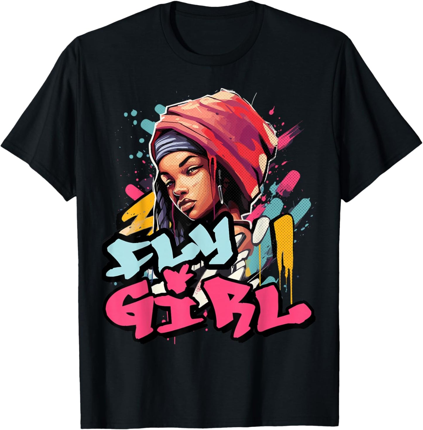 Fly Girl 80s 90s Old School B-Girl Hip Hop Girls T-Shirt - T-Shirt | Black