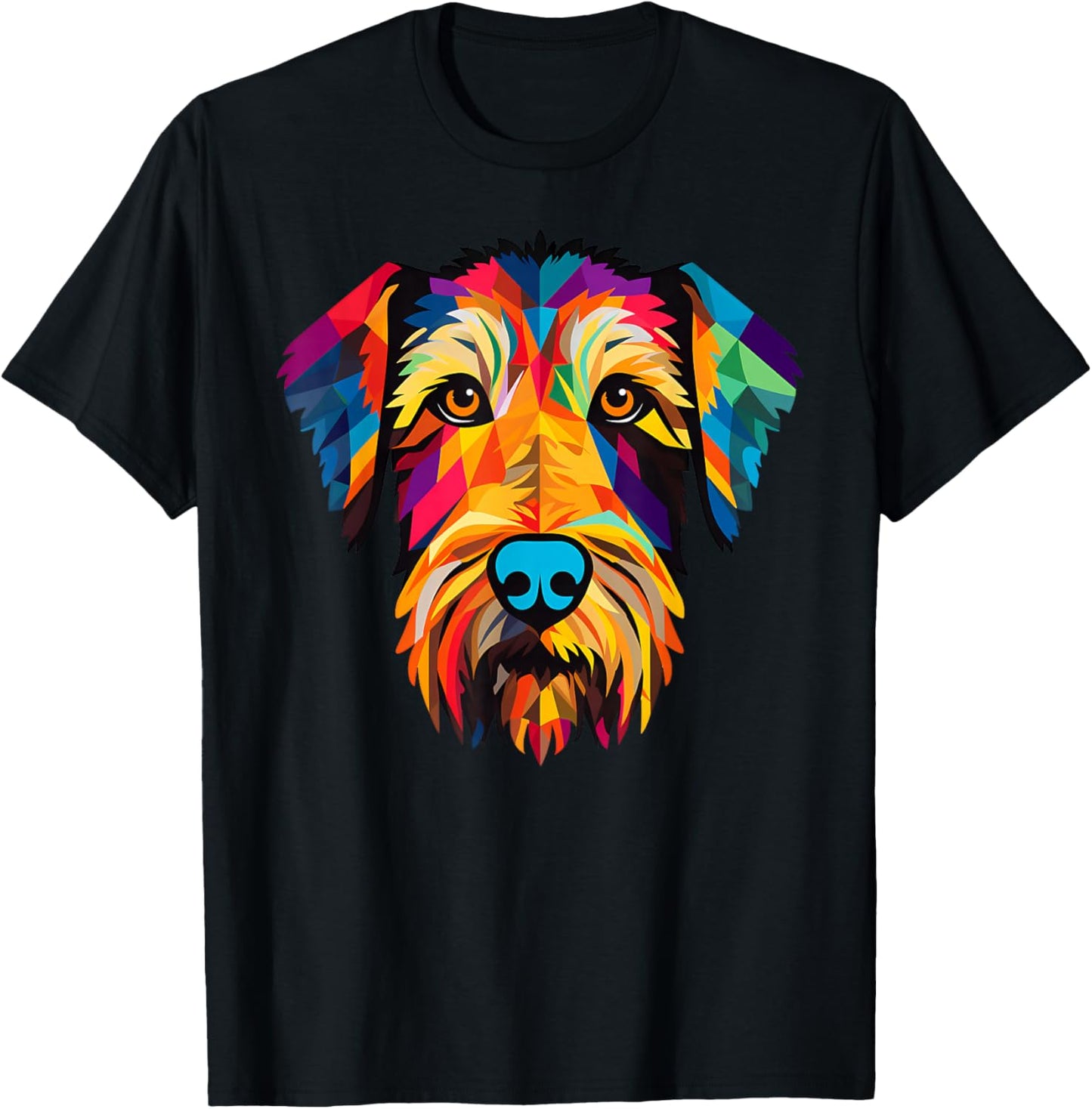Airedale Terrier Mom Colorful Dog Face Cute Puppy Art T-Shirt - T-Shirt | Black