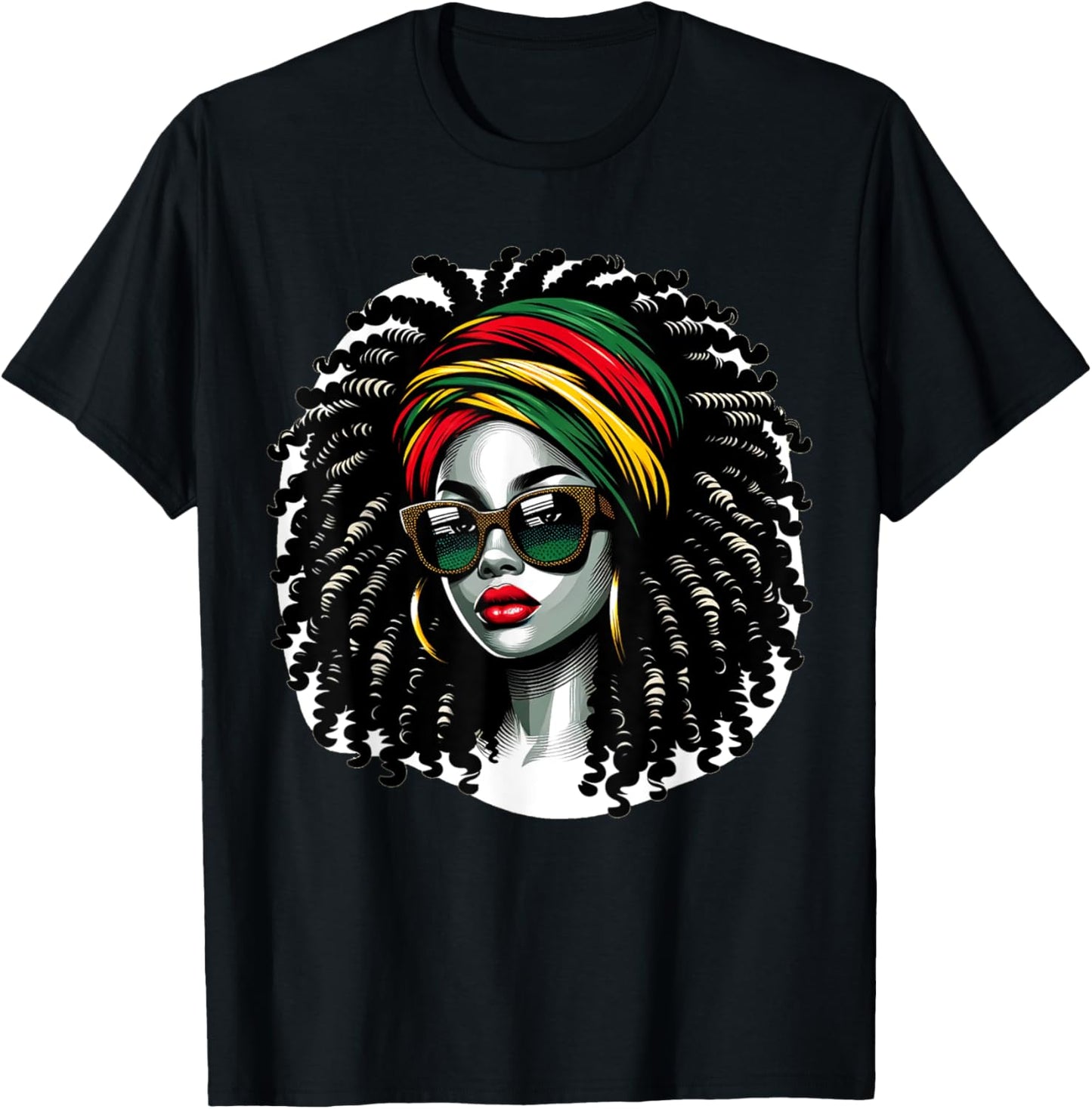 Afro Woman African Melanin Headscarf Nubian Black History T-Shirt - T-Shirt | Black