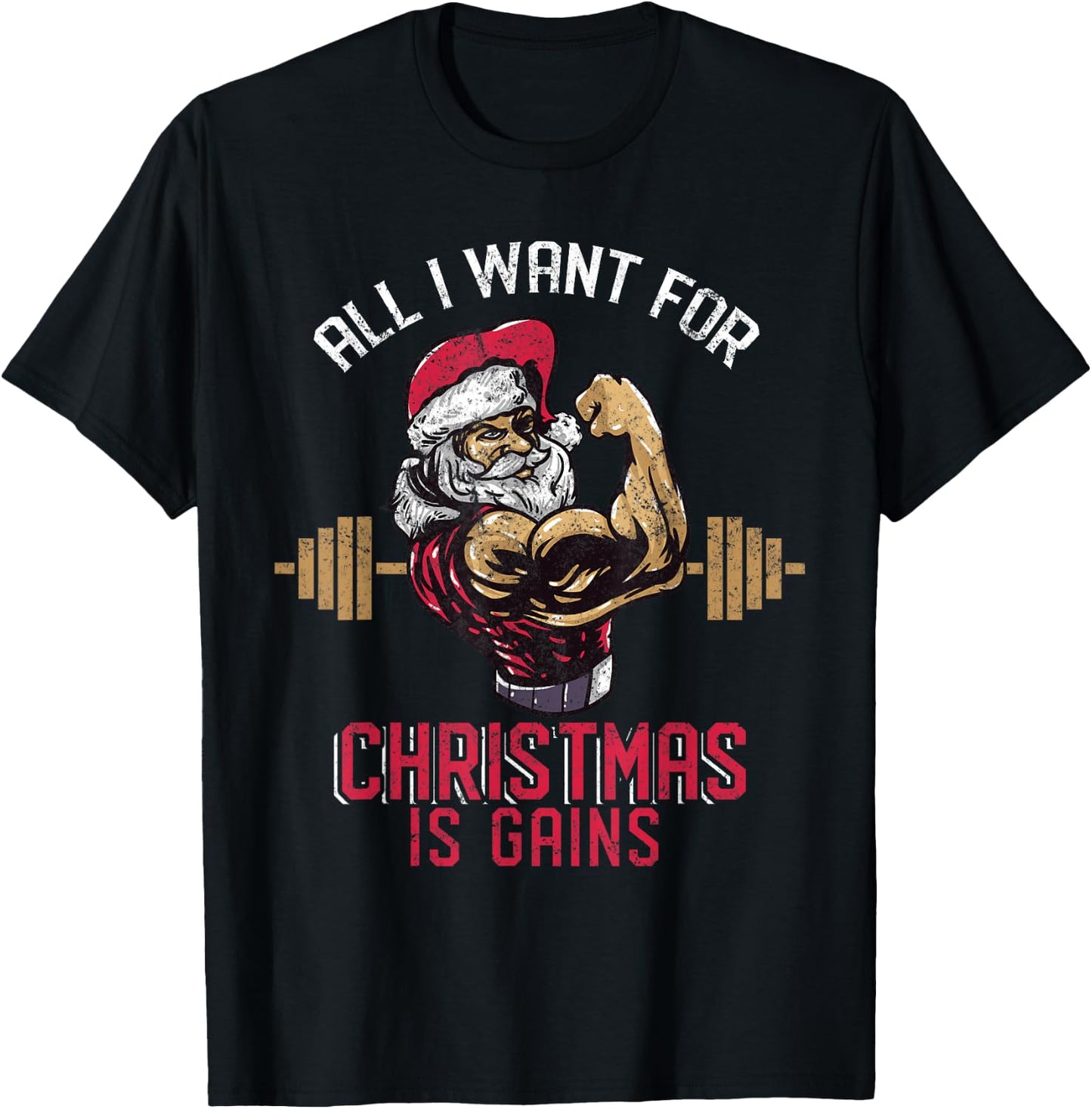 Funny Christmas Weightlifting Workout T-Shirt - T-Shirt | Black