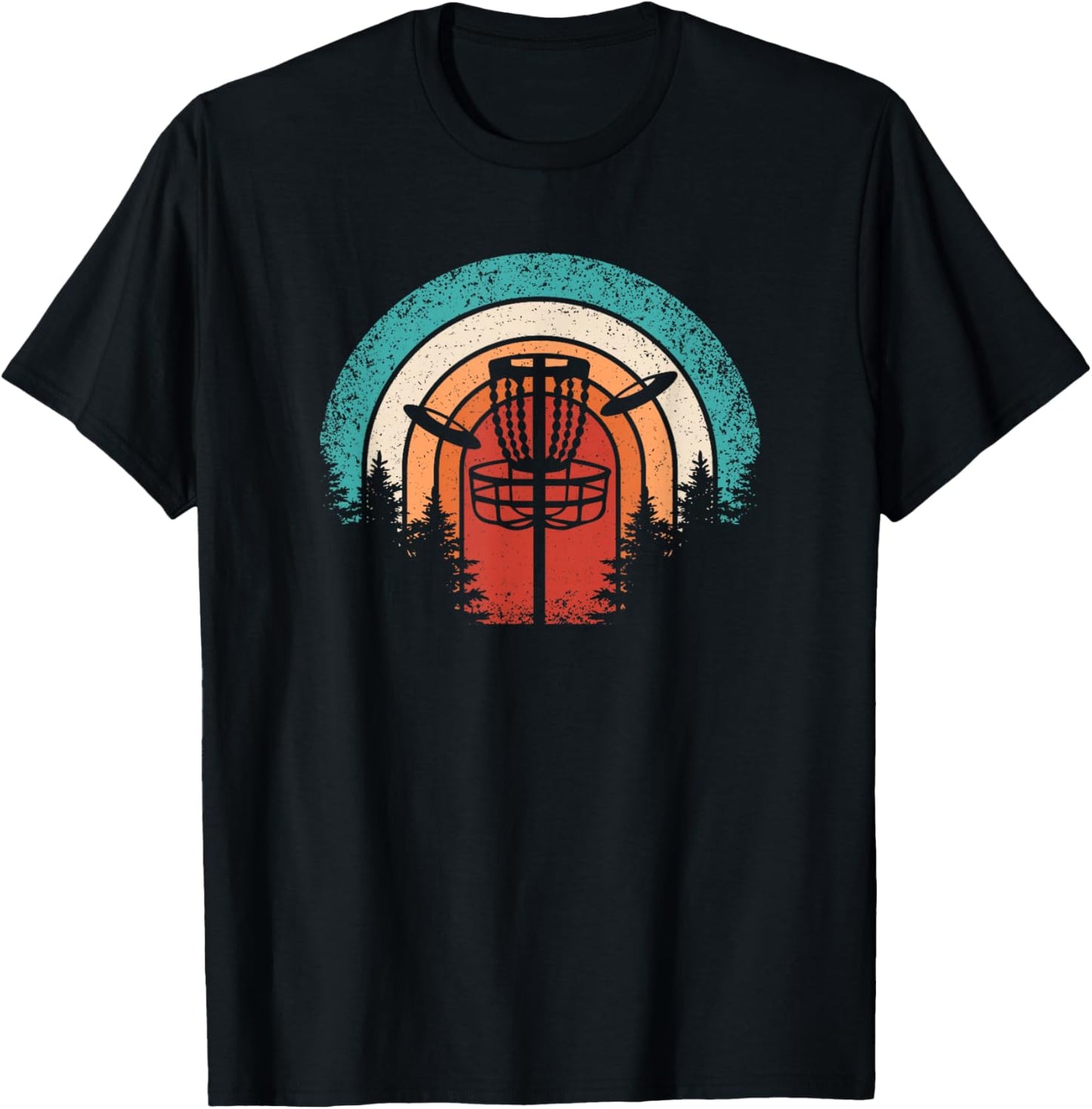 Retro Disc Golf Vintage Basket Tree Frisbee Men T-Shirt - T-Shirt | Black