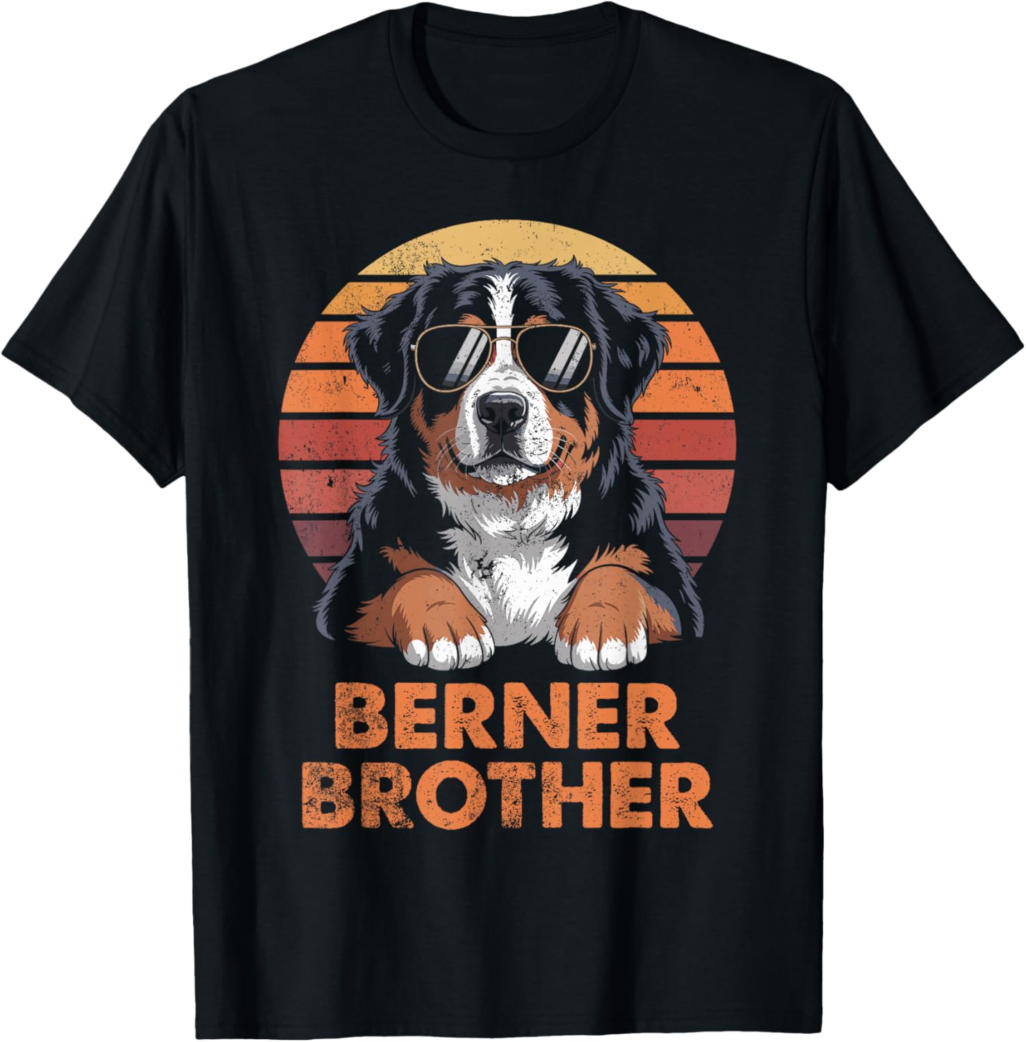 Cool Retro Bernese Mountain Brother Funny Vintage Dog Owner T-Shirt - T-Shirt | Black