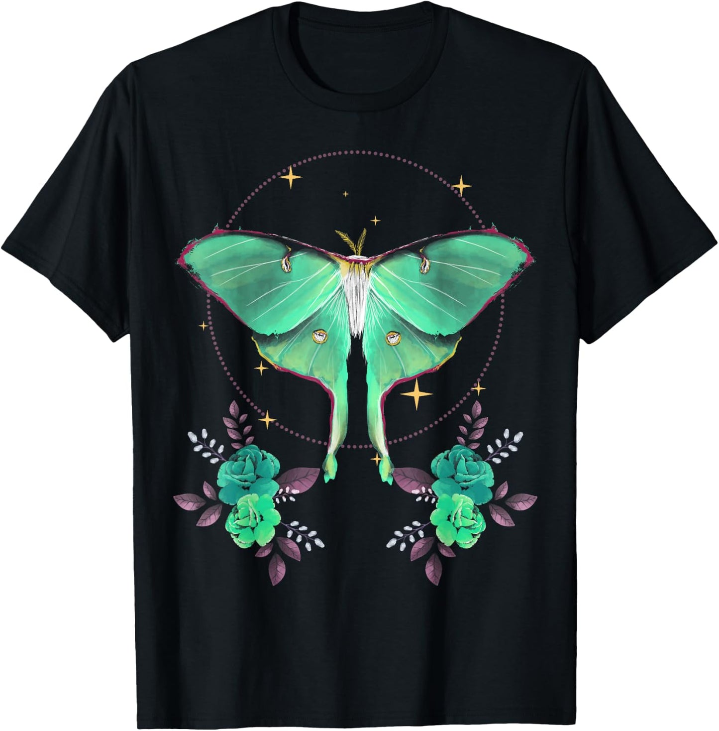 Cute Luna Moth Beautiful Butterfly Insect Lover Themed T-Shirt - T-Shirt | Black