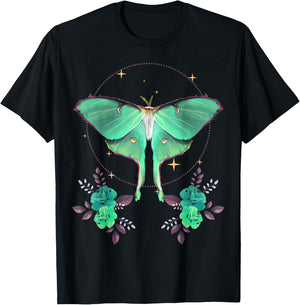Cute Luna Moth Beautiful Butterfly Insect Lover Themed T-Shirt - T-Shirt | Black
