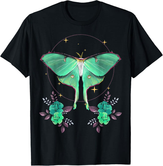 Cute Luna Moth Beautiful Butterfly Insect Lover Themed T-Shirt - T-Shirt | Black
