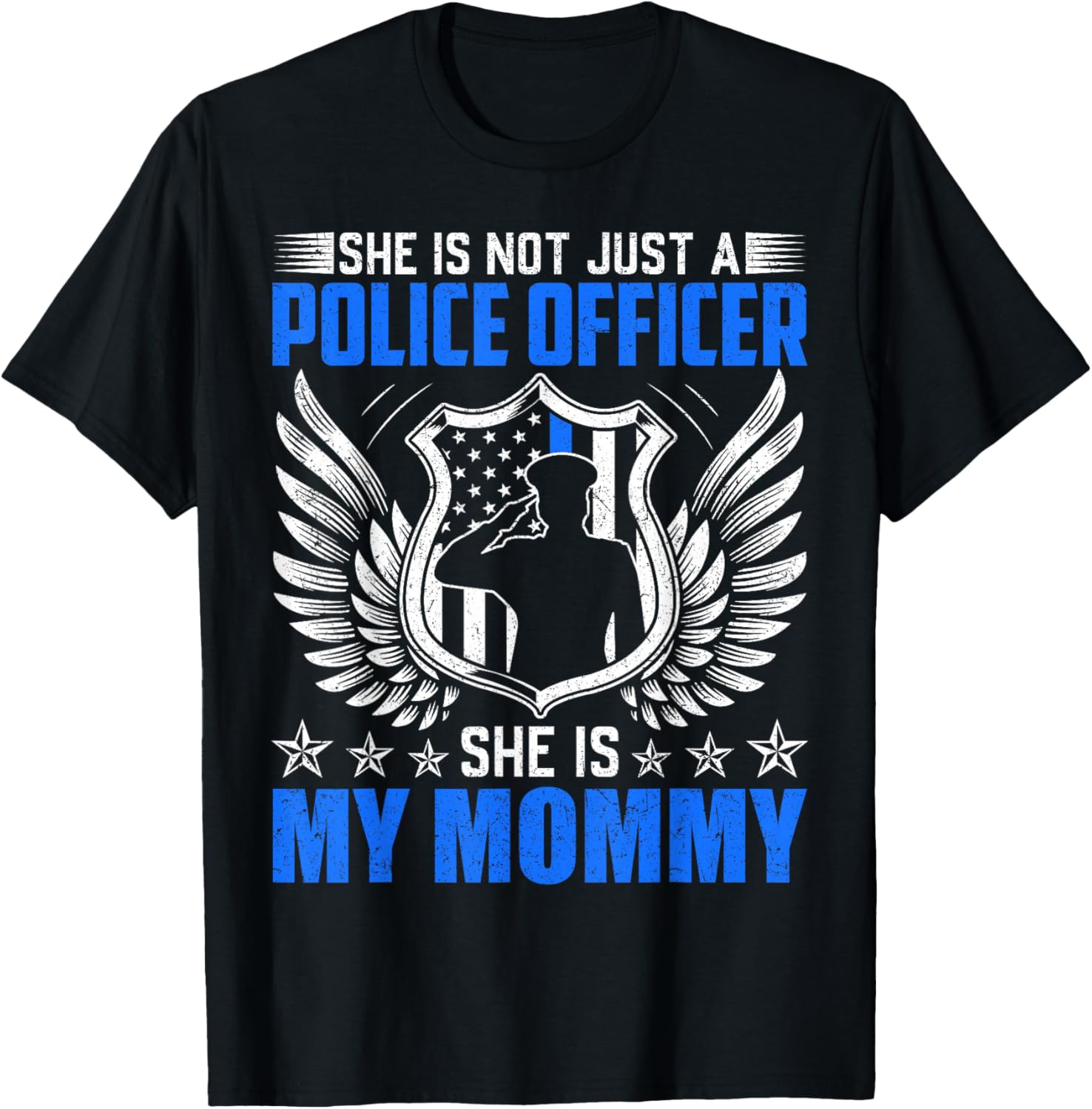 My Mommy Is A Brave Police Officer Proud Police Daughter Son T-Shirt - T-Shirt | Black
